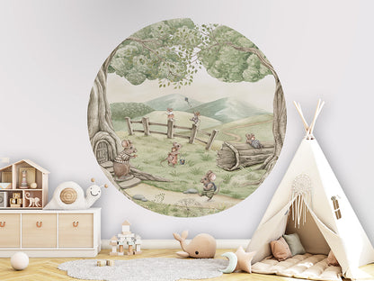 Mouse Family wall circle sticker by Artehub