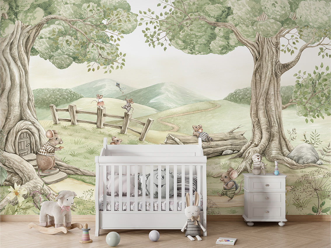 Mouse Family luxury wallpaper in kids room interior — Artehub Egypt