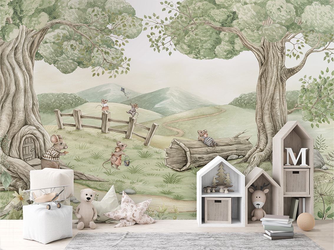 Mouse Family luxury wallpaper in kids room interior — Artehub Egypt