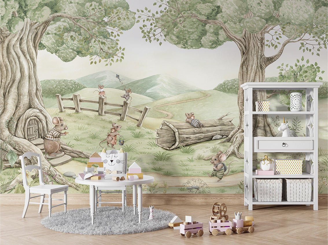 Mouse Family luxury wallpaper in kids room interior — Artehub Egypt