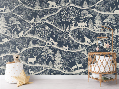 Nordic Nature - blue white kids room wallpaper interior — premium wallpaper by Artehub Egypt