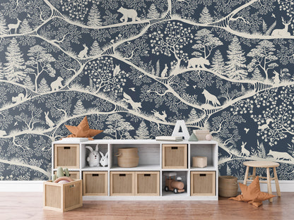Nordic Nature - blue white kids room wallpaper interior — premium wallpaper by Artehub Egypt