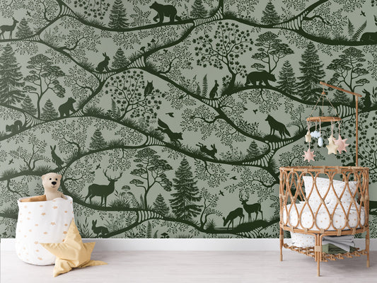 Nordic Nature - green green kids room wallpaper interior — premium wallpaper by Artehub Egypt