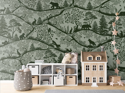 Nordic Nature - green green kids room wallpaper interior — premium wallpaper by Artehub Egypt