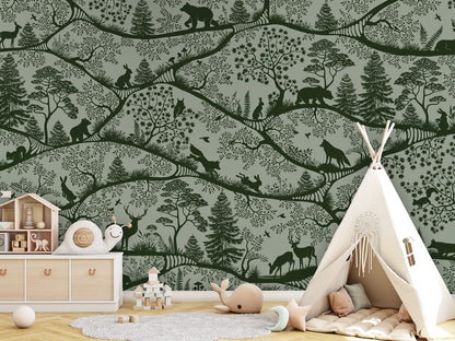 Nordic Nature - green green kids room wallpaper interior — premium wallpaper by Artehub Egypt