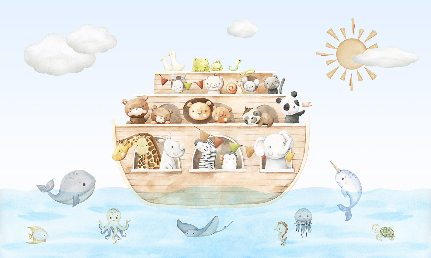 Noah_s_Journey mural wallpaper design — premium kids room wallpaper by Artehub Egypt
