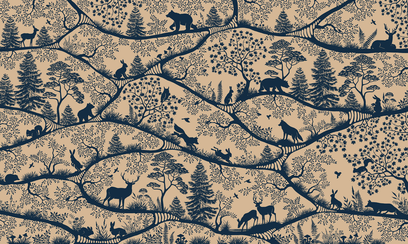 Nordic Nature - beige blue mural wallpaper design — premium wallpaper by Artehub Egypt