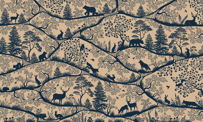 Nordic Nature - beige blue mural wallpaper design — premium wallpaper by Artehub Egypt
