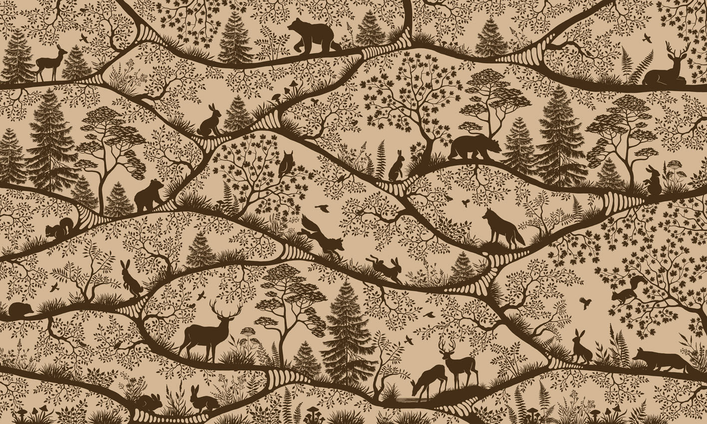 Nordic Nature - beige brown mural wallpaper design — premium wallpaper by Artehub Egypt