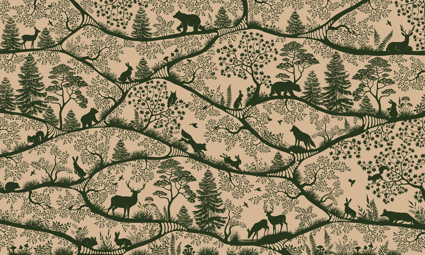 Nordic Nature - beige green mural wallpaper design — premium wallpaper by Artehub Egypt