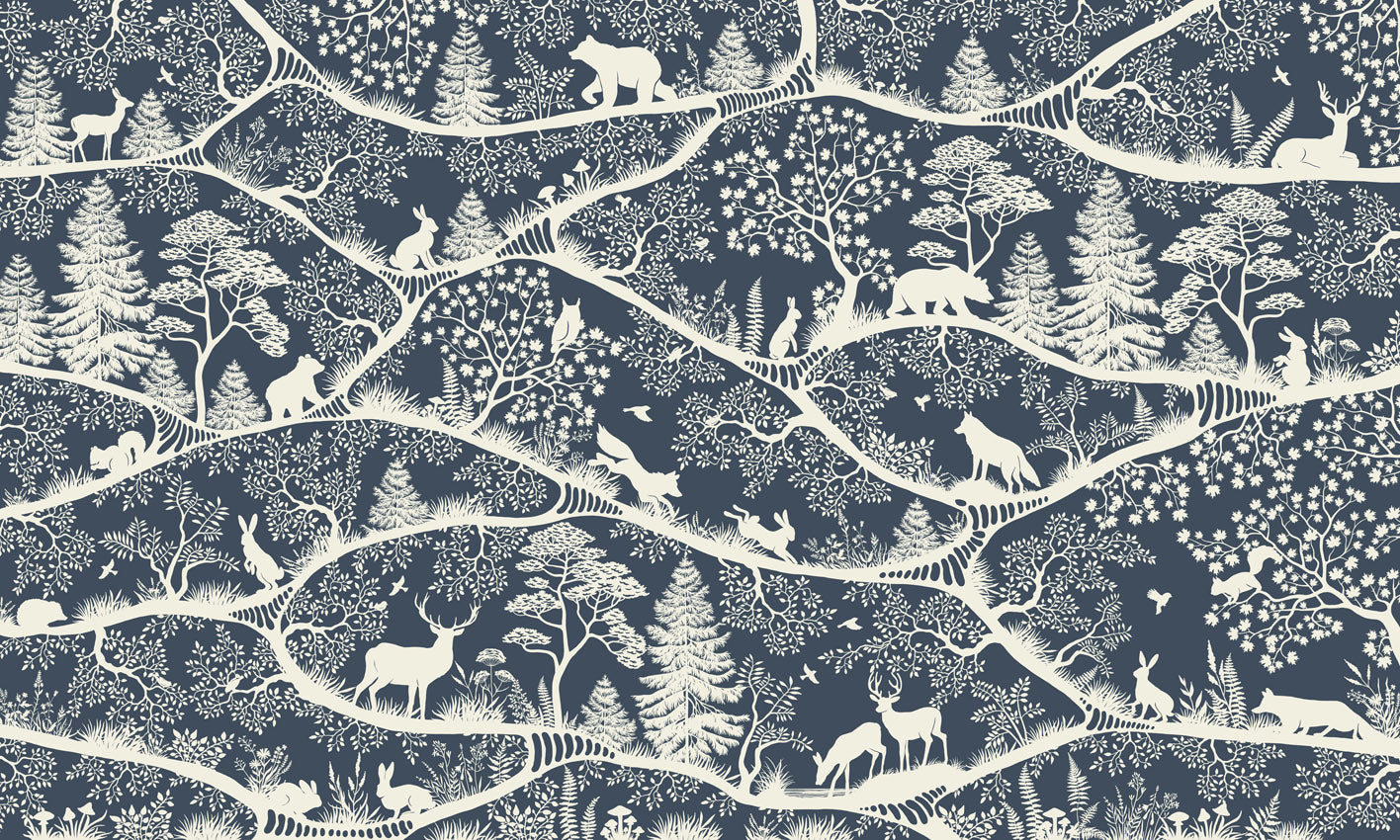 Nordic Nature - blue white mural wallpaper design — premium wallpaper by Artehub Egypt
