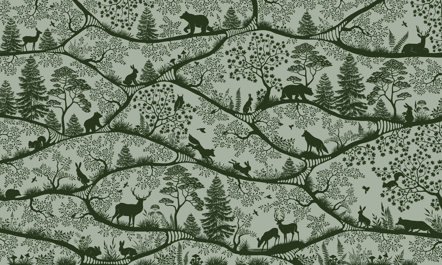 Nordic Nature - green green mural wallpaper design — premium wallpaper by Artehub Egypt