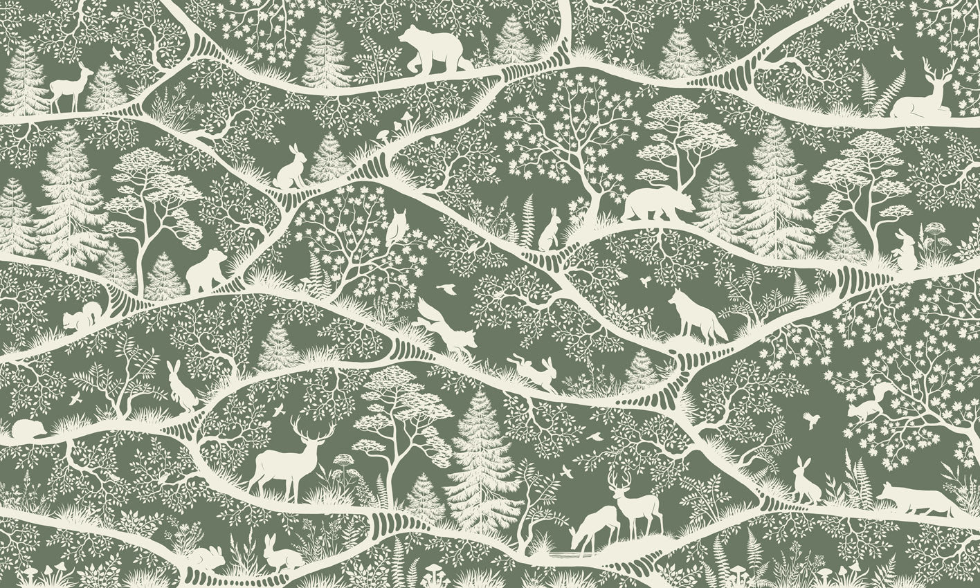Nordic Nature - green white mural wallpaper design — premium wallpaper by Artehub Egypt