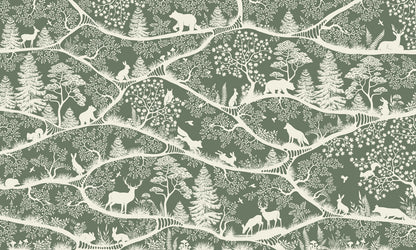 Nordic Nature - green white mural wallpaper design — premium wallpaper by Artehub Egypt