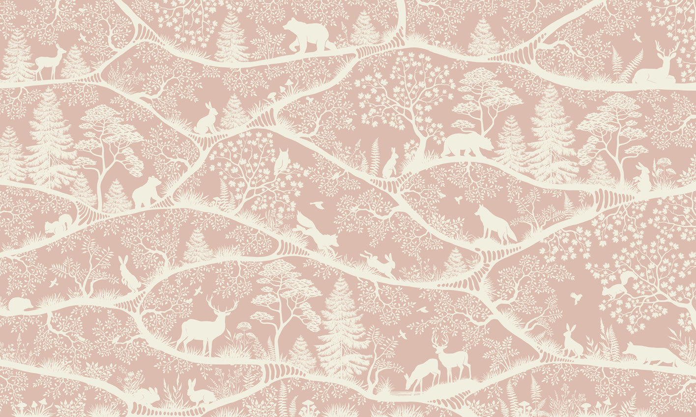 Nordic Nature - pink white mural wallpaper design — premium wallpaper by Artehub Egypt