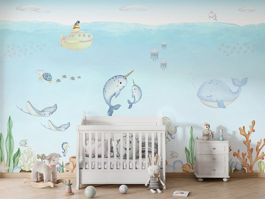 Ocean_Joy kids room wallpaper interior — premium wallpaper by Artehub Egypt