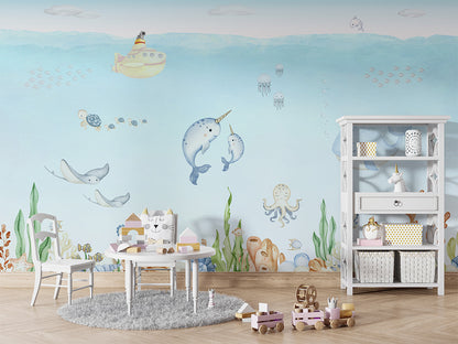 Ocean_Joy kids room wallpaper interior — premium wallpaper by Artehub Egypt