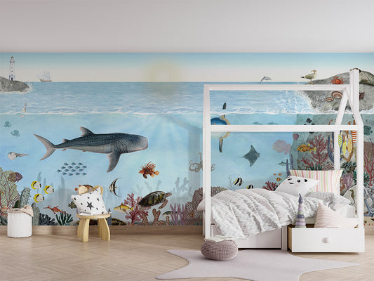 Ocean Lookbook luxury wallpaper in kids room interior — Artehub Egypt