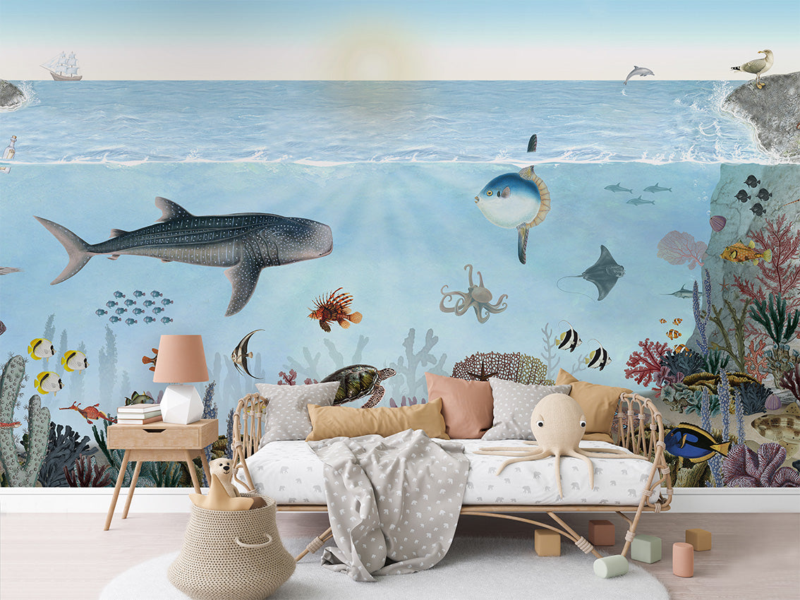 Ocean Lookbook luxury wallpaper in kids room interior — Artehub Egypt