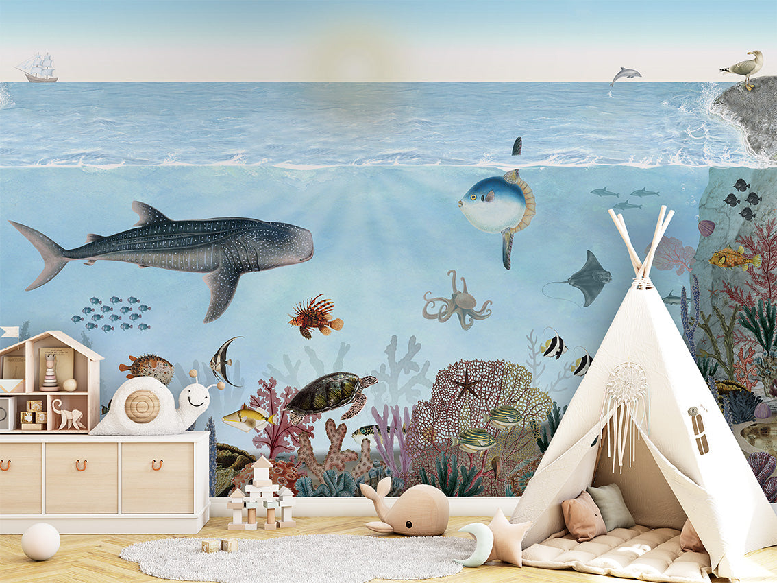 Ocean Lookbook luxury wallpaper in kids room interior — Artehub Egypt