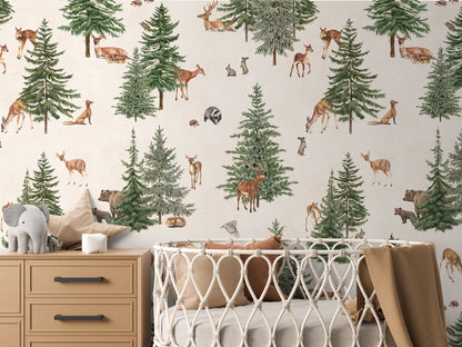 Pine Forest - White luxury wallpaper in kids room interior — Artehub Egypt