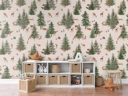 Pine Forest - White luxury wallpaper in kids room interior — Artehub Egypt
