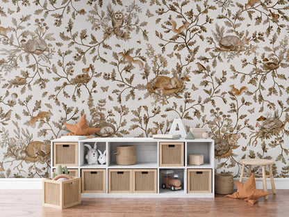 Playful Woods - Vintage - white luxury wallpaper in kids room interior — Artehub Egypt