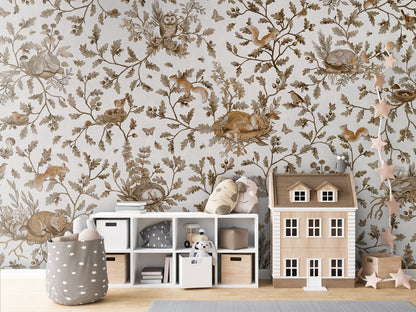 Playful Woods - Vintage - white luxury wallpaper in kids room interior — Artehub Egypt