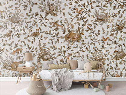 Playful Woods - Vintage - white luxury wallpaper in kids room interior — Artehub Egypt