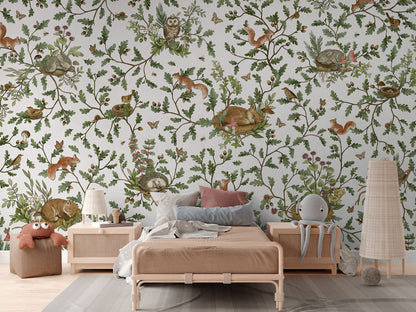 Playful Woods - white luxury wallpaper in kids room interior — Artehub Egypt
