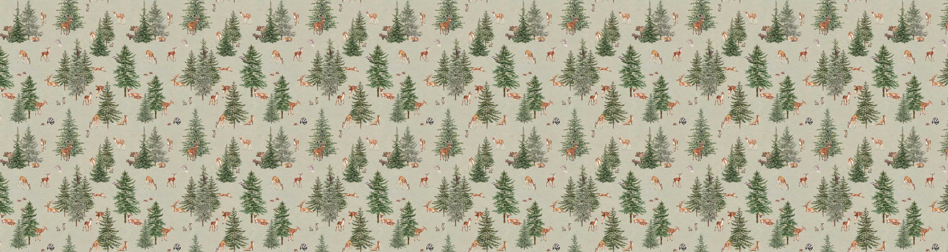Pine Forest - Green European wallpaper motif design for kids room — Artehub Egypt