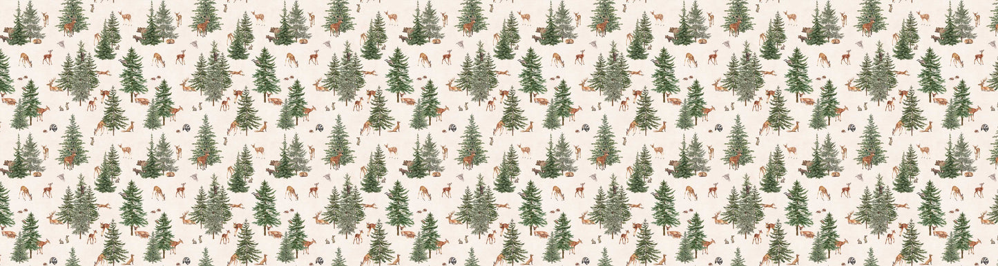 Pine Forest - White European wallpaper motif design for kids room — Artehub Egypt
