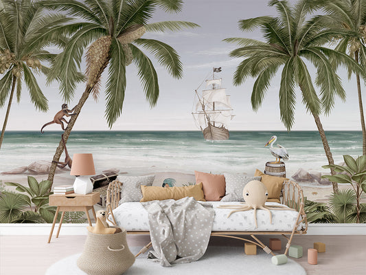 Pirate Bay luxury wallpaper in kids room interior — Artehub Egypt