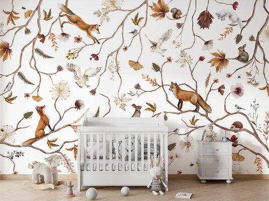 Playful Forest luxury wallpaper in kids room interior — Artehub Egypt