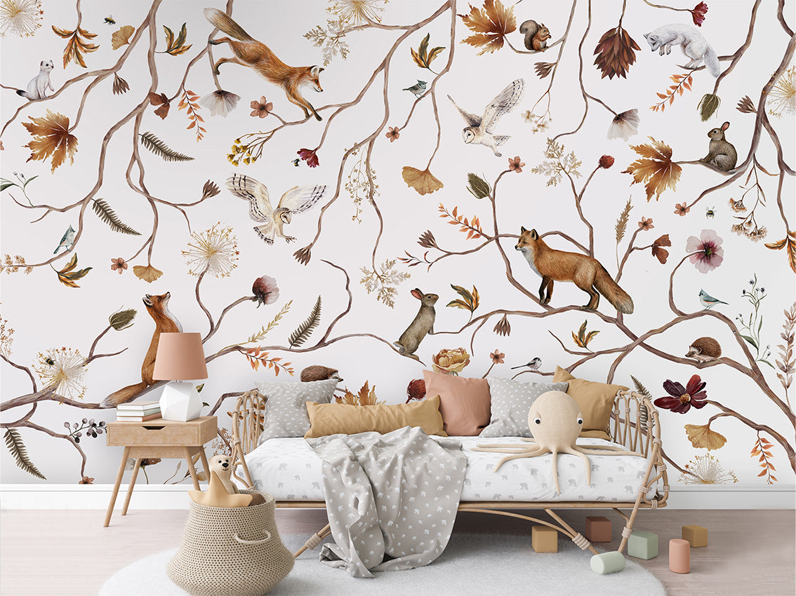 Playful Forest luxury wallpaper in kids room interior — Artehub Egypt