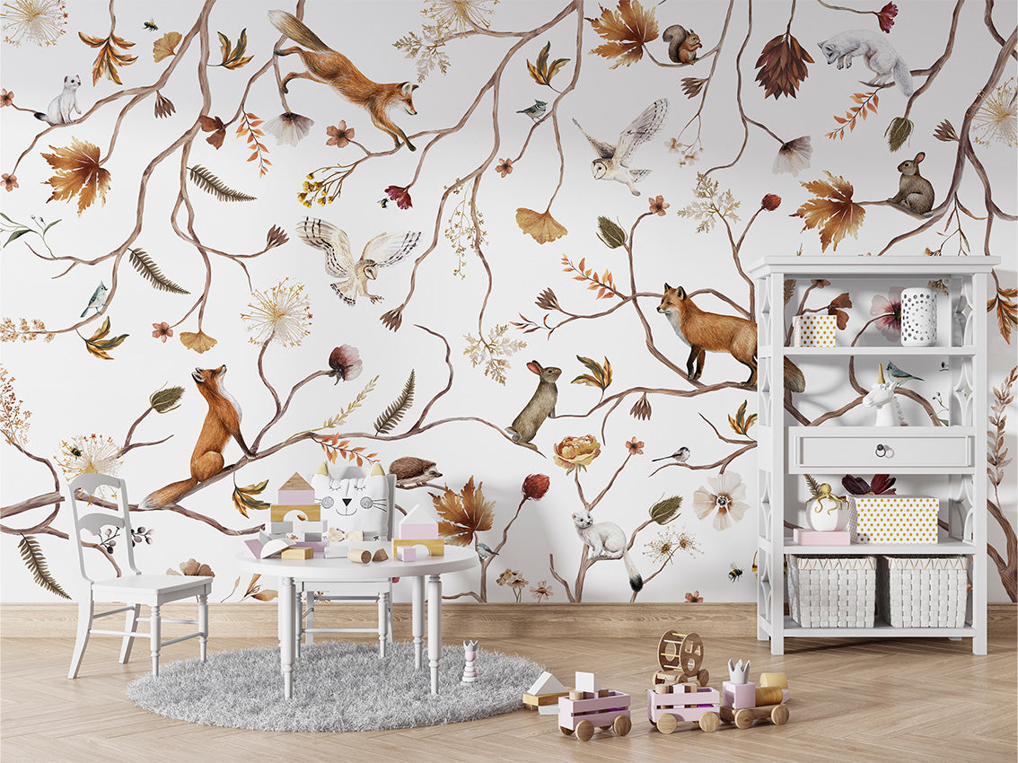 Playful Forest luxury wallpaper in kids room interior — Artehub Egypt