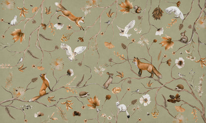 Playful Forest - green European mural wallpaper design for kids room — Artehub Egypt