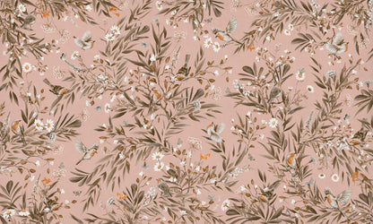 Playful Robins - Vintage - pink European mural wallpaper design for kids room — Artehub Egypt