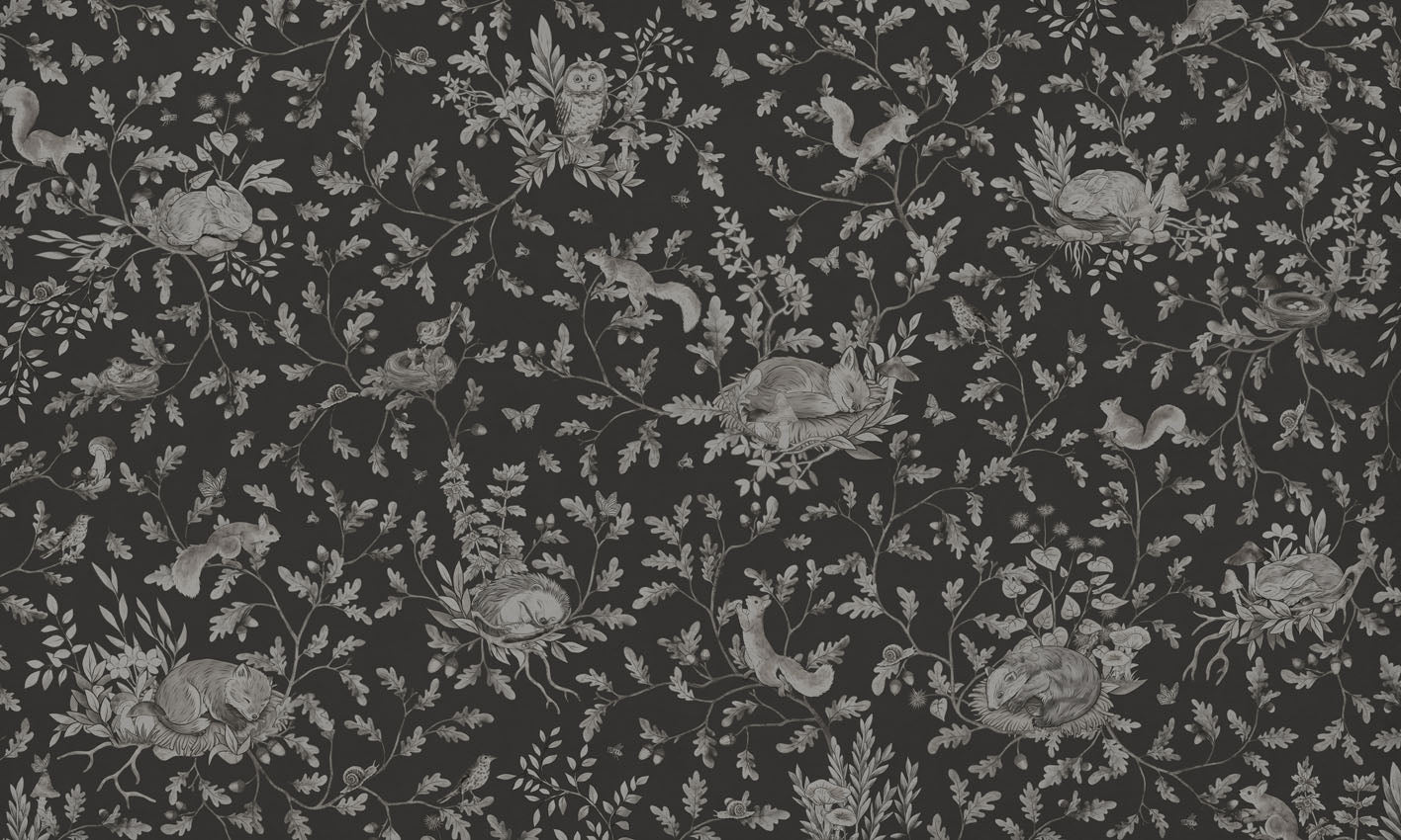 Playful Woods - Monochrome - black European mural wallpaper design for kids room — Artehub Egypt