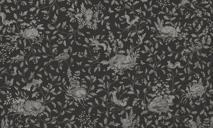 Playful Woods - Monochrome - black European mural wallpaper design for kids room — Artehub Egypt