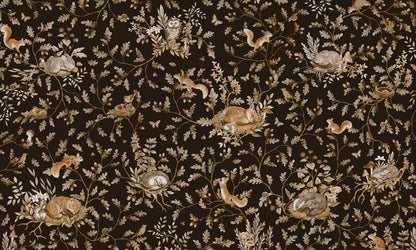 Playful Woods - Vintage - black European mural wallpaper design for kids room — Artehub Egypt