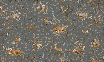 Playful Woods - Vintage - blue European mural wallpaper design for kids room — Artehub Egypt