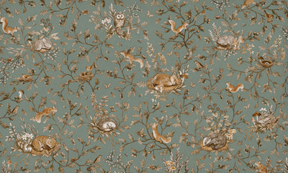 Playful Woods - Vintage - green European mural wallpaper design for kids room — Artehub Egypt