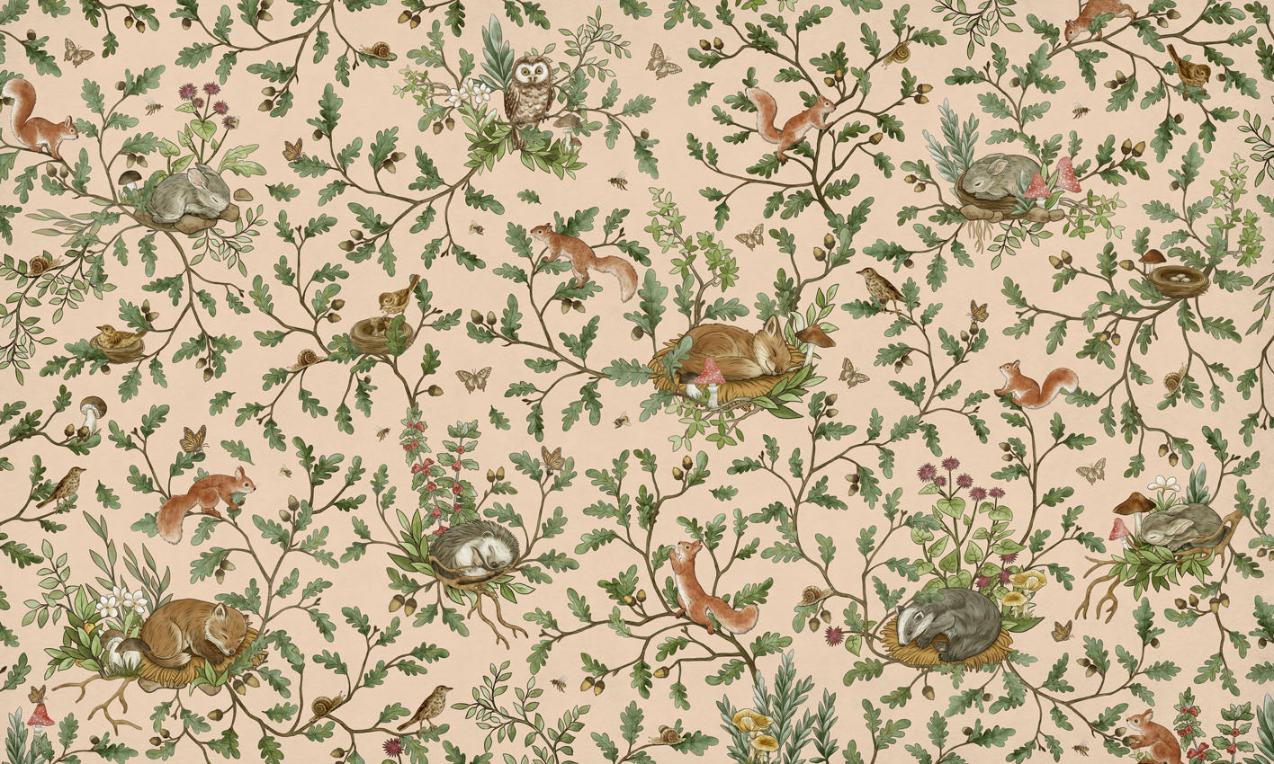 Playful Woods - beige European mural wallpaper design for kids room — Artehub Egypt