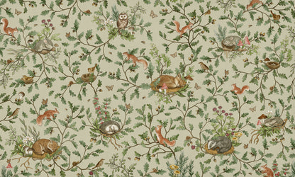 Playful Woods - green European mural wallpaper design for kids room — Artehub Egypt