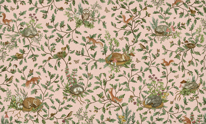 Playful Woods - pink European mural wallpaper design for kids room — Artehub Egypt