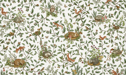 Playful Woods - white European mural wallpaper design for kids room — Artehub Egypt
