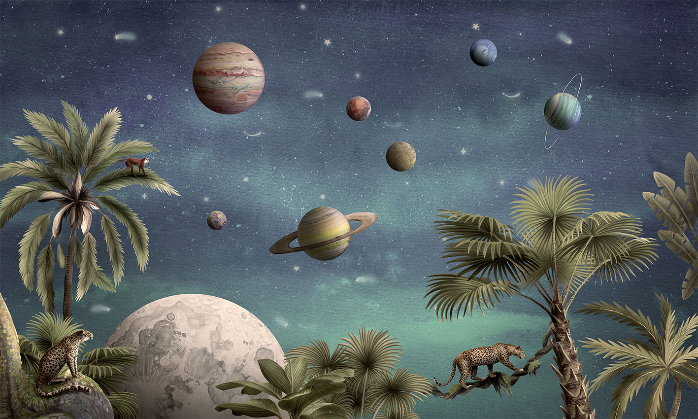 Pretty Planets European mural wallpaper design for kids room — Artehub Egypt