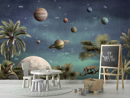 Pretty Planets luxury wallpaper in kids room interior — Artehub Egypt