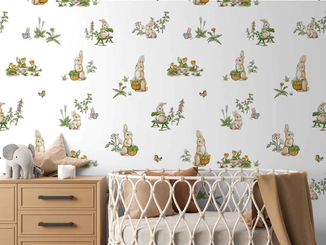 Rabbit Family luxury wallpaper in kids room interior — Artehub Egypt